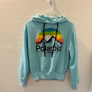 Light Blue Polaroid Sweatshirt Women's Hoodie Medium see measurements